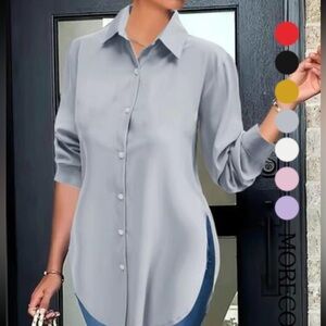 Women's Gray Button-Up Shirt